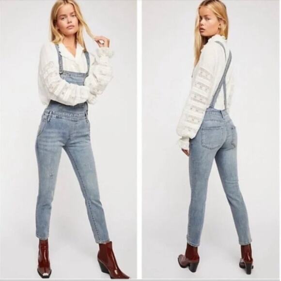 Free People Dungarees-overalls Light Wash Size 27 - Picture 1 of 10